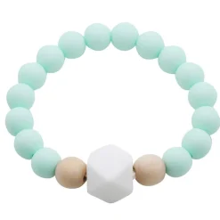 Teething Jewelery|Pacifiers + Clips-Glitter & Spice Silicone Bracelet (Gemstone/Wood)