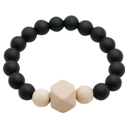 Teething Jewelery|Pacifiers + Clips-Glitter & Spice Silicone Bracelet (Gemstone/Wood)