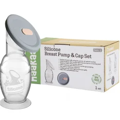 Breastmilk Storage Systems|Breast Pumps + Accessories-Haakaa USA Silicone Breast Pump with Lid (100 mL)