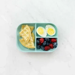 Grip + Suction Dishes|Feeding Sets-Beaba Silicone Divided Plate with 2nd Stage Spoon