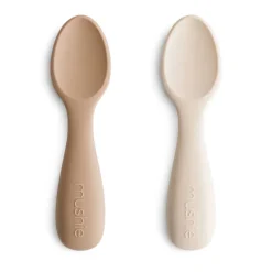 Kids Utensils|Toddler Training Utensils-Mushie Silicone Toddler Starter Spoons (2 Pack)