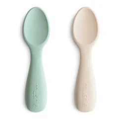 Kids Utensils|Toddler Training Utensils-Mushie Silicone Toddler Starter Spoons (2 Pack)