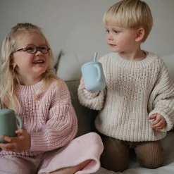 Kids Drinkware|Sippy Cups + Straw Cups-Mushie Silicone Training Cup + Straw