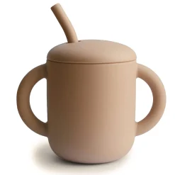 Kids Drinkware|Sippy Cups + Straw Cups-Mushie Silicone Training Cup + Straw