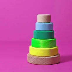 Wooden Toys|Stack + Nest Toys-Grimm's Small Conical Tower (Neon)
