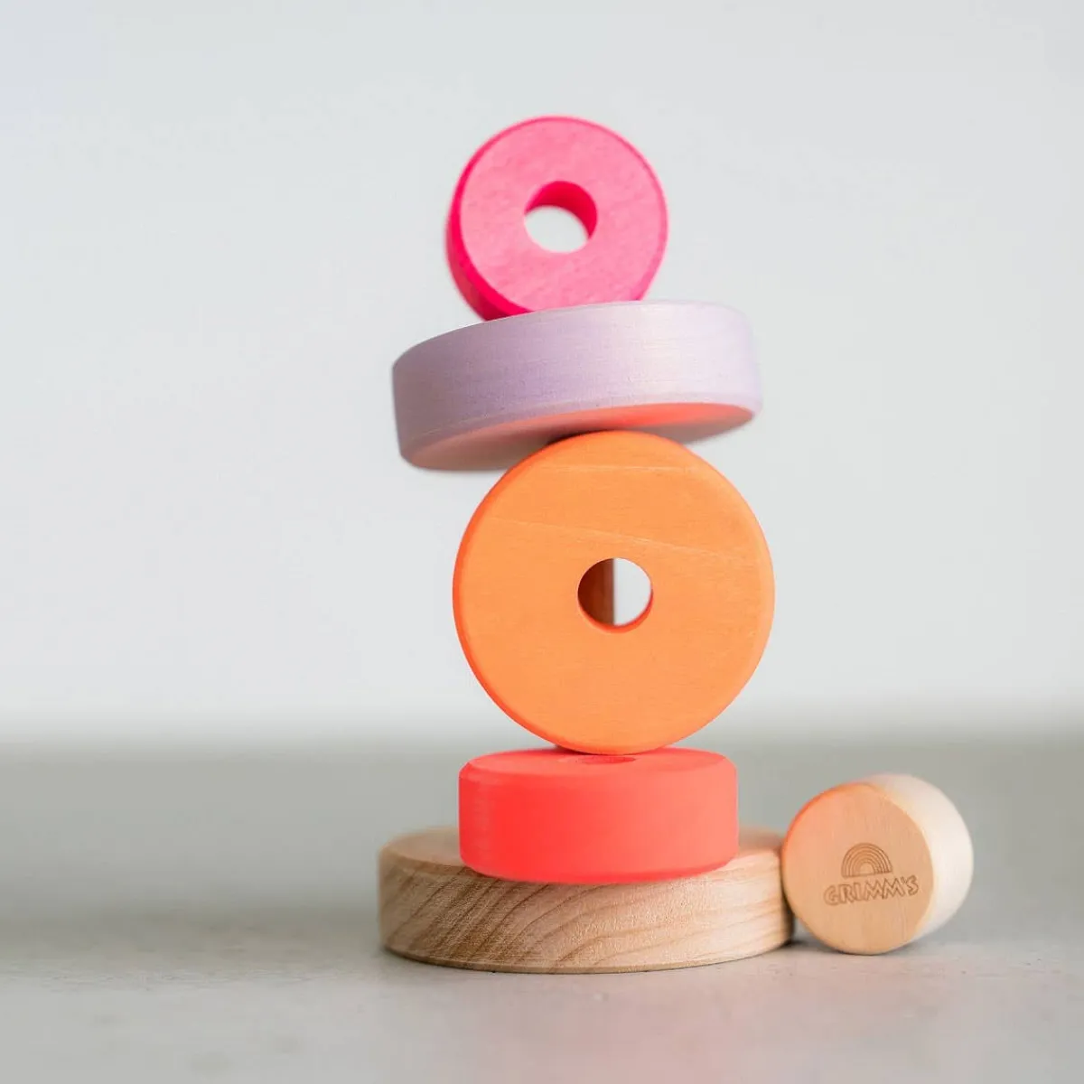 Wooden Toys|Stack + Nest Toys-Grimm's Small Conical Tower (Neon)