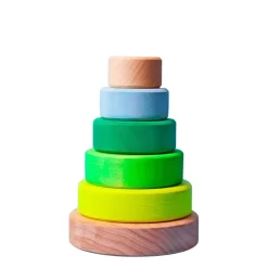 Wooden Toys|Stack + Nest Toys-Grimm's Small Conical Tower (Neon)