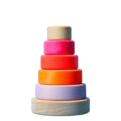 Wooden Toys|Stack + Nest Toys-Grimm's Small Conical Tower (Neon)