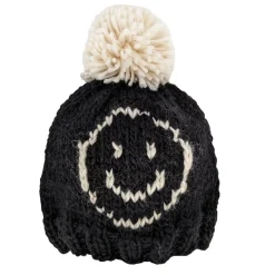 Beanies|Winter Hats-Huggalugs Smiley Beanie Black