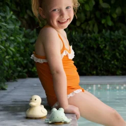 Bath Toys-Hevea Squeeze 'N' Splash Bath Toy (Rubberduck & Frog Gift Set) Sand & Sage