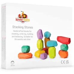 Wooden Toys|Stack + Nest Toys-Kinderfeets Stacking Stones (Rainbow)