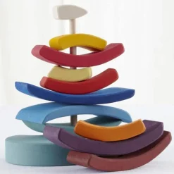 Wooden Toys|Stack + Nest Toys-Grimm's Stacking Tower Boat