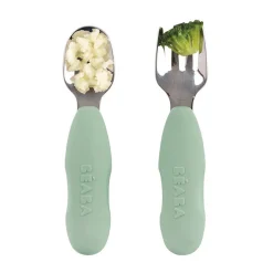 Kids Utensils|Toddler Training Utensils-Beaba Stainless Pre-Cutlery (Set of 2)