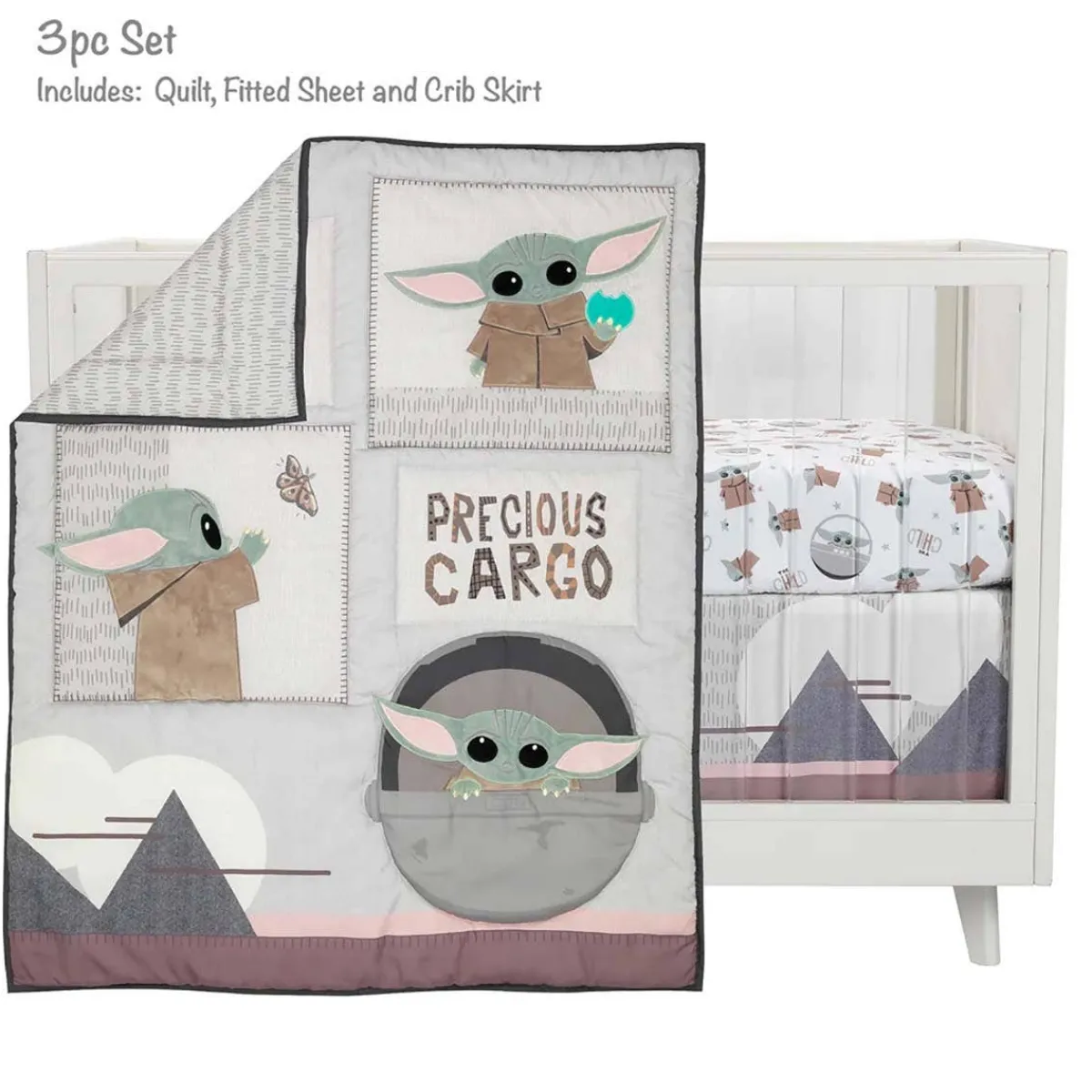 Crib Bedding Sets-Lambs & Ivy Star Wars the Child 3 Piece Crib Set
