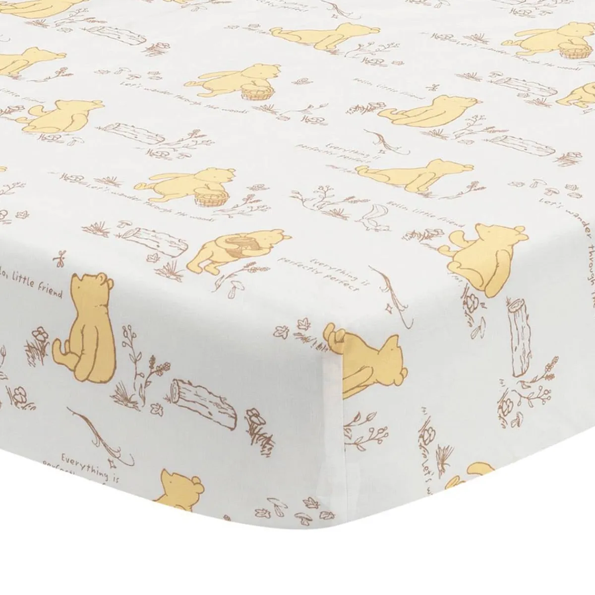 Crib Fitted Sheets-Lambs & Ivy Storytime Pooh Crib Sheet