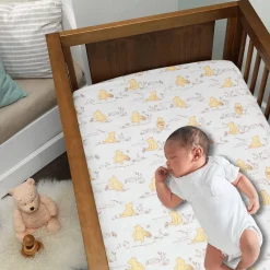 Crib Fitted Sheets-Lambs & Ivy Storytime Pooh Crib Sheet