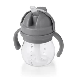 Sippy Cups + Straw Cups-Oxo Tot Straw Cup with Handles (6 oz) Grey