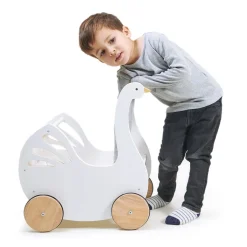 Wooden Toys|Baby Walkers-Tender Leaf Toys Sweet Swan Pram