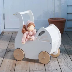Wooden Toys|Baby Walkers-Tender Leaf Toys Sweet Swan Pram