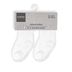 Infant Socks + Booties-Kushies Terry Infant Socks (2 Pack) White