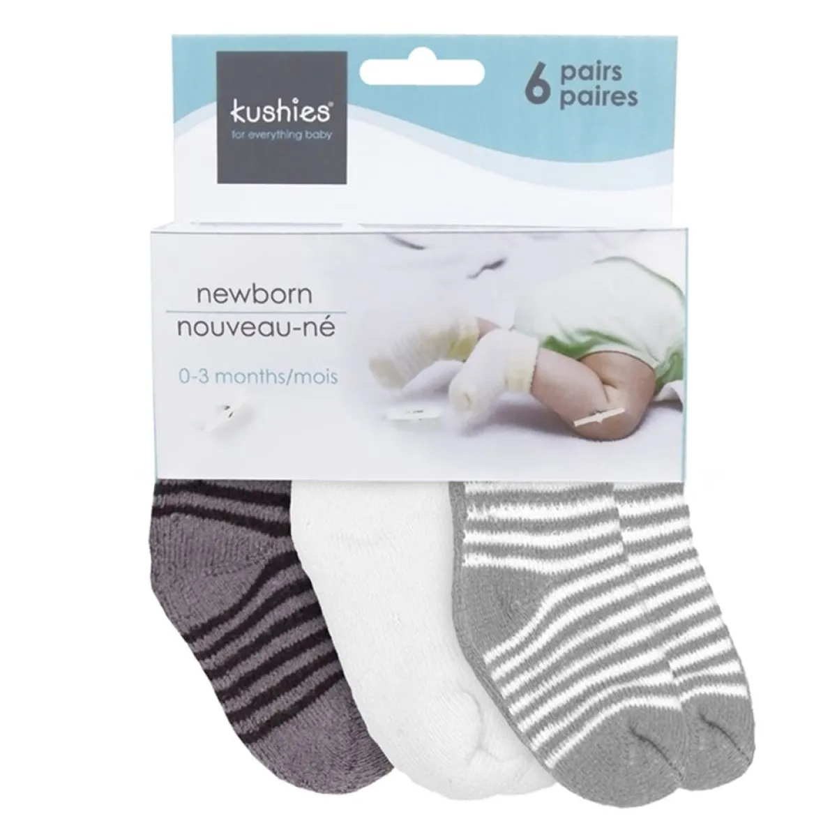 Infant Socks + Booties-Kushies Terry Newborn Socks (6 Pack)
