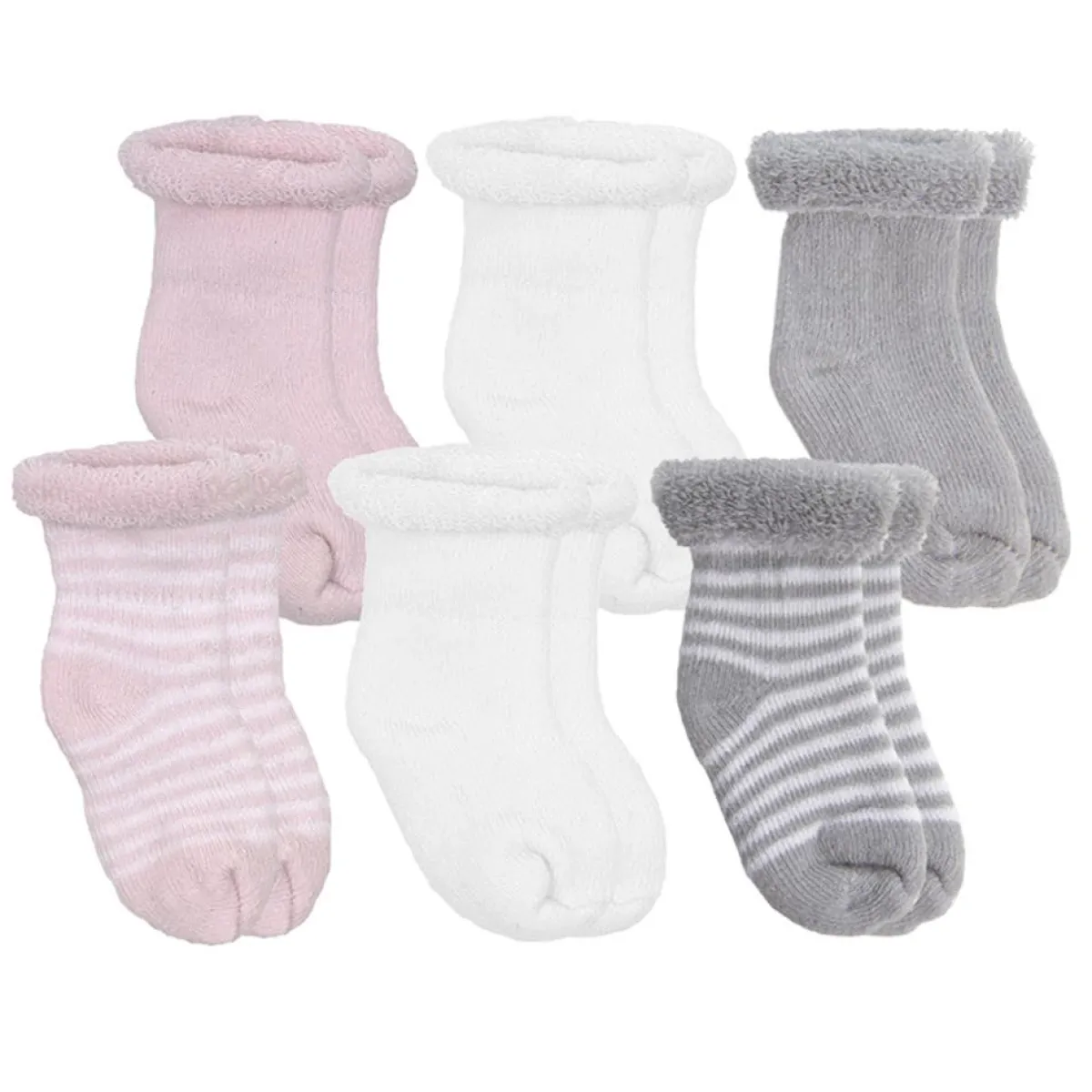 Infant Socks + Booties-Kushies Terry Newborn Socks (6 Pack)