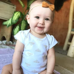 Hair Accessories-Baby Wisp Thali Faux Suede Bow Headband
