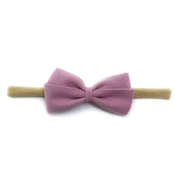 Hair Accessories-Baby Wisp Thali Faux Suede Bow Headband