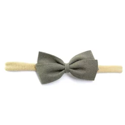 Hair Accessories-Baby Wisp Thali Faux Suede Bow Headband