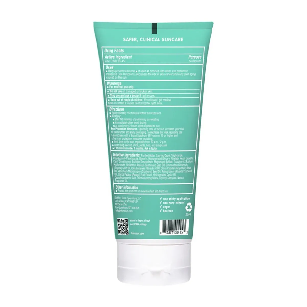 Sunscreen-Thinkbaby Thinksports Kids SAFE Sunscreen SPF50 (6 oz)