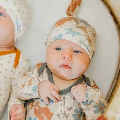 Infant Hats-Copper Pearl Top Knot Hat