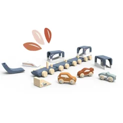 Cars + Trucks|Wooden Toys-Speedy Monkey Train Vehicle Carrier with 3 Cars