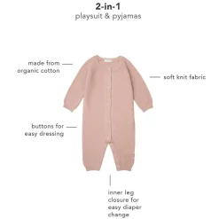 Rompers|Onesies-Noppies U Playsuit Knit Monrovia Rose Smoke