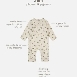 Rompers|Onesies-Noppies U Playsuit LS - Noumea AOP Oatmeal Melange
