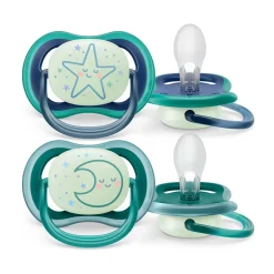 Pacifiers + Clips-Philips Avent Ultra Air Night Pacifier 6-18M (2 Pack)