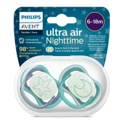 Pacifiers + Clips-Philips Avent Ultra Air Night Pacifier 6-18M (2 Pack)