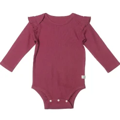 Onesies|Sleepers-LouLou Lollipop Waffle Ruffle Long Sleeve Bodysuit