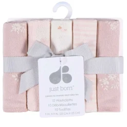 Towels + Cloths-Just Born Washcloth (10 Pack)