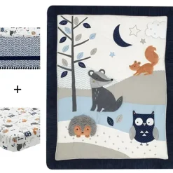 Crib Bedding Sets-Lambs & Ivy Whimsical Woods 3 Piece Crib Set