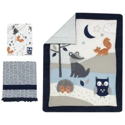 Crib Bedding Sets-Lambs & Ivy Whimsical Woods 3 Piece Crib Set