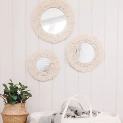 Wall Decor-Crane Baby Willow 3 Mirror Macrame Wall Decor