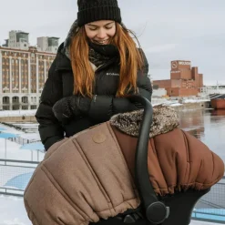 Car Seat Accessories-Petit Coulou Winter Car Seat Cover (Wool Choco-Caramel)