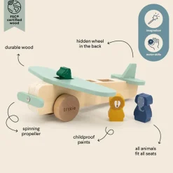 Cars + Trucks|Wooden Toys-Trixie Wooden Animal Airplane