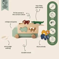 Cars + Trucks|Wooden Toys-Trixie Wooden Animal Truck
