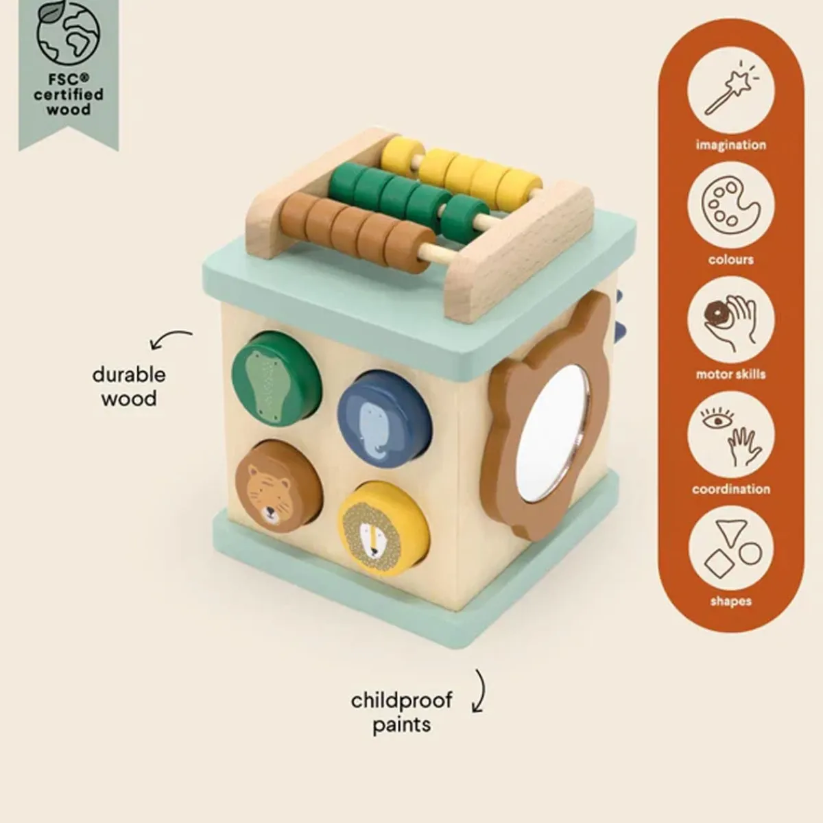 Wooden Toys|Play + Learn Toys-Trixie Wooden Small Activity Cube