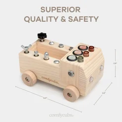 Wooden Toys-Comfycubs Wooden Truck Busy Board
