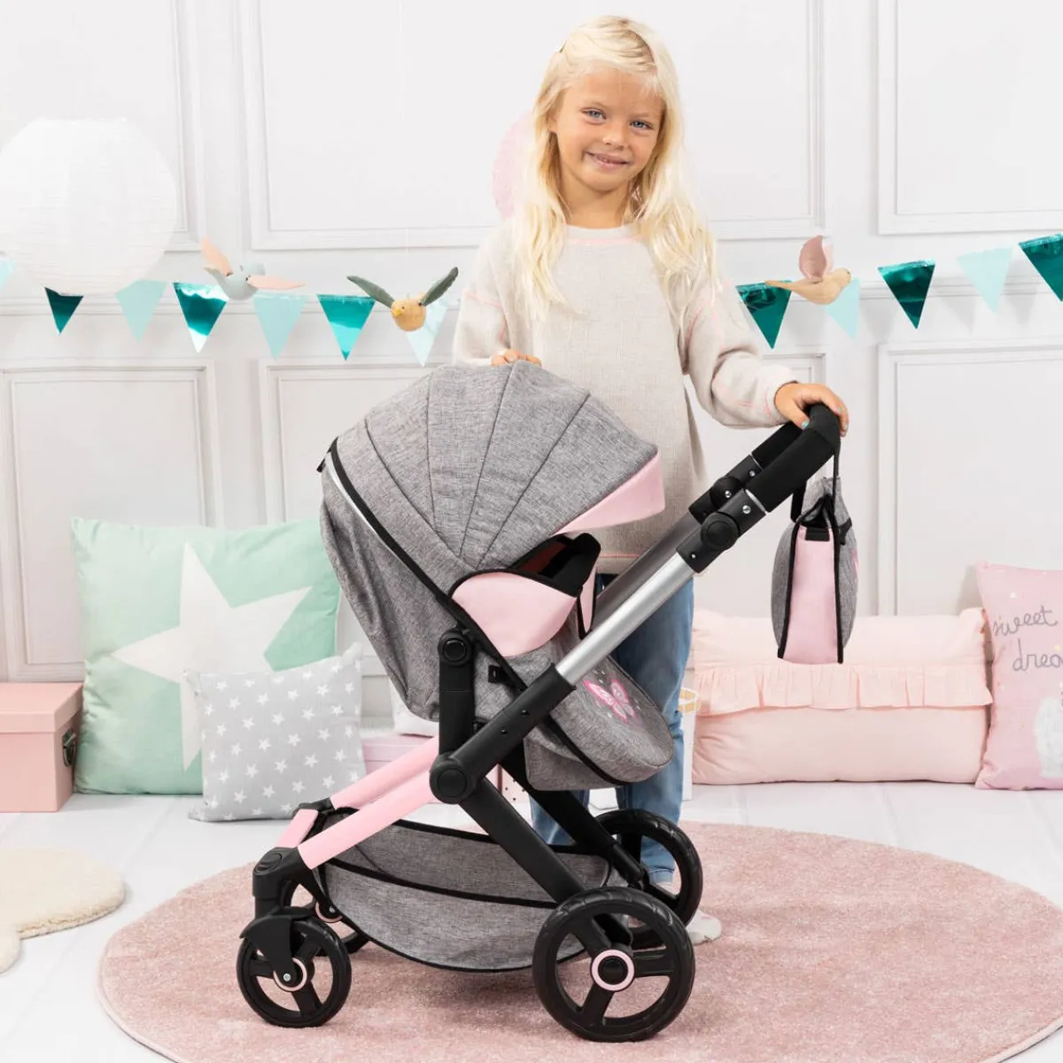 Pretend Play-Bayer Design Xeo Doll Pram Grey