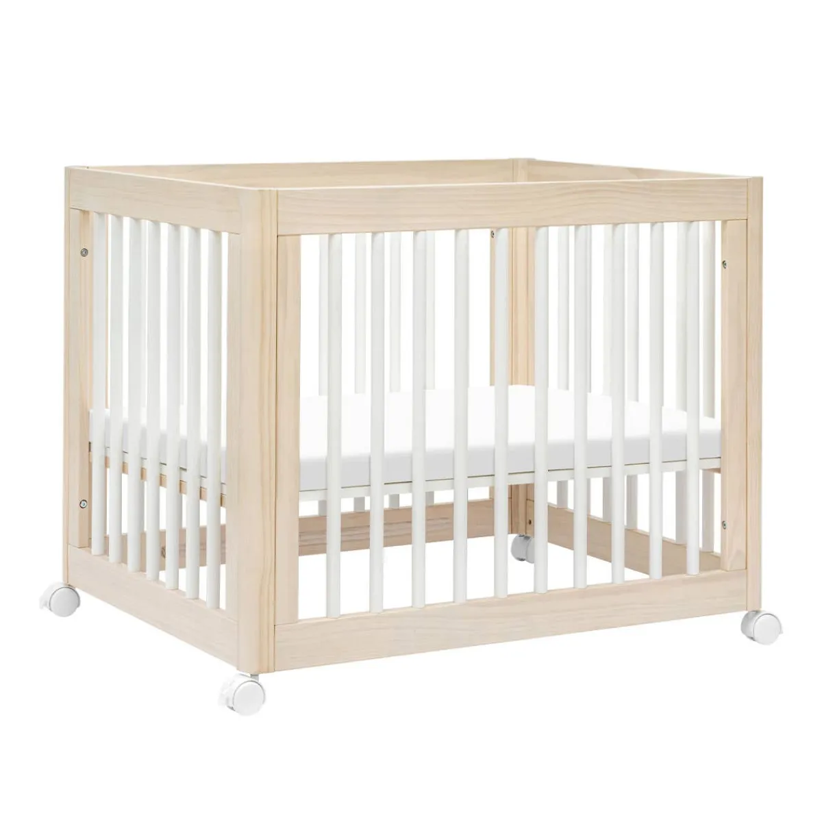 Wck Exclusive Furniture|Convertible Cribs-Babyletto Yuzu 8-in-1 Crib with All-Stages Conversion Kits - Washed Natural with White