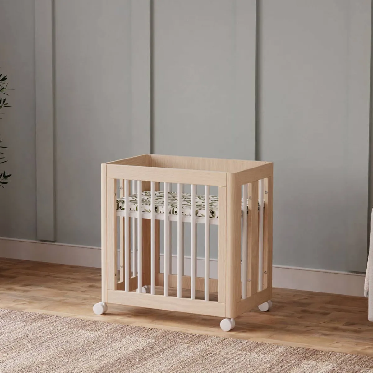 Wck Exclusive Furniture|Convertible Cribs-Babyletto Yuzu 8-in-1 Crib with All-Stages Conversion Kits - Washed Natural with White