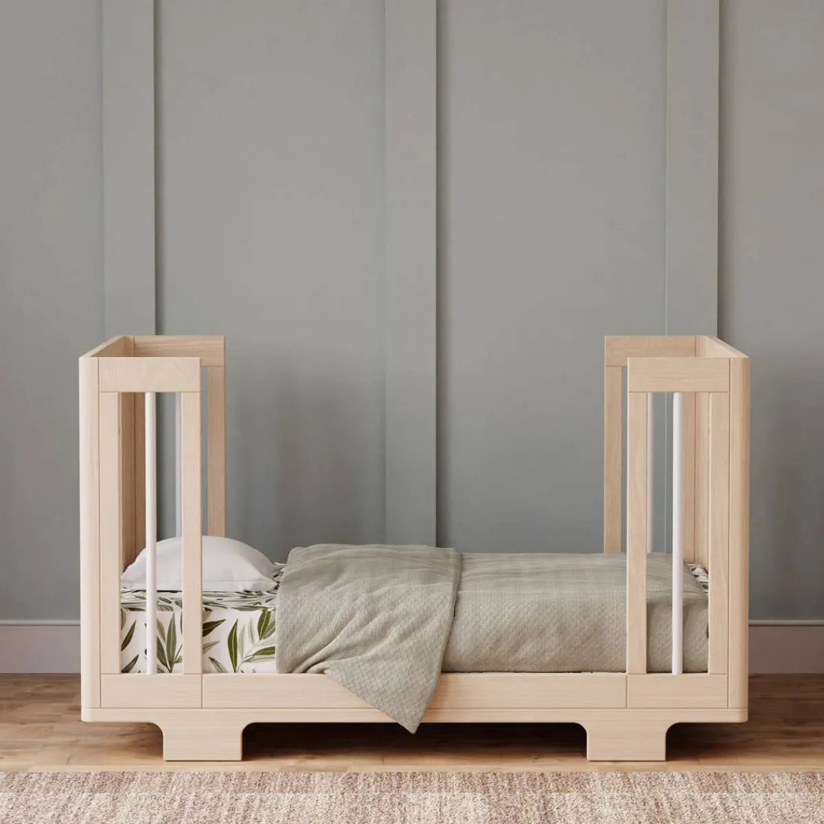Wck Exclusive Furniture|Convertible Cribs-Babyletto Yuzu 8-in-1 Crib with All-Stages Conversion Kits - Washed Natural with White